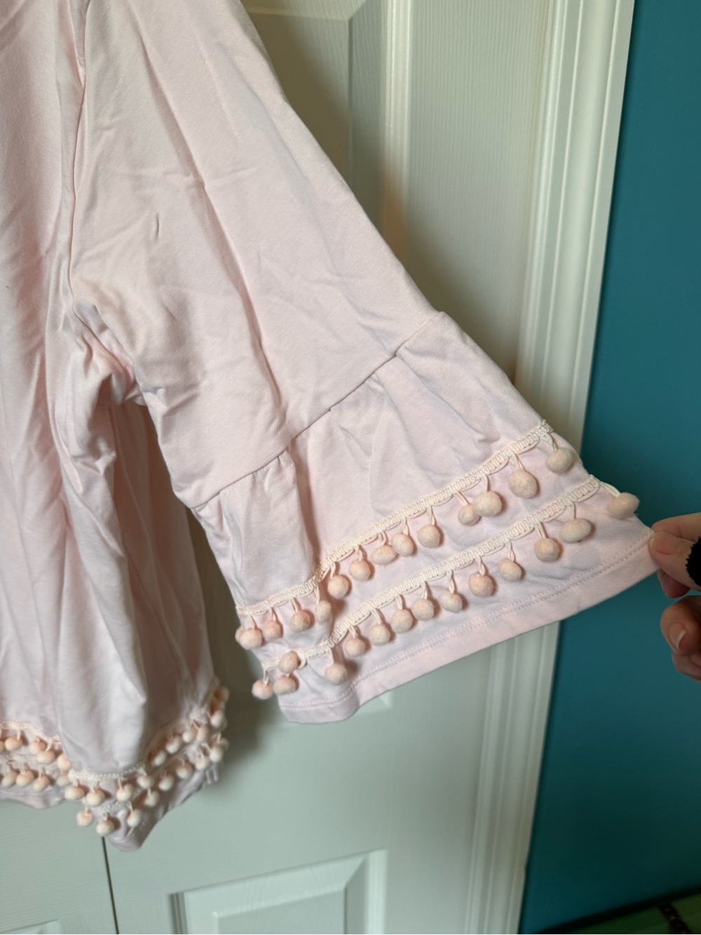# crown & ivy Blush Pink 3X Pom-Pom Trim Relaxed Top - Picture 3 of 6